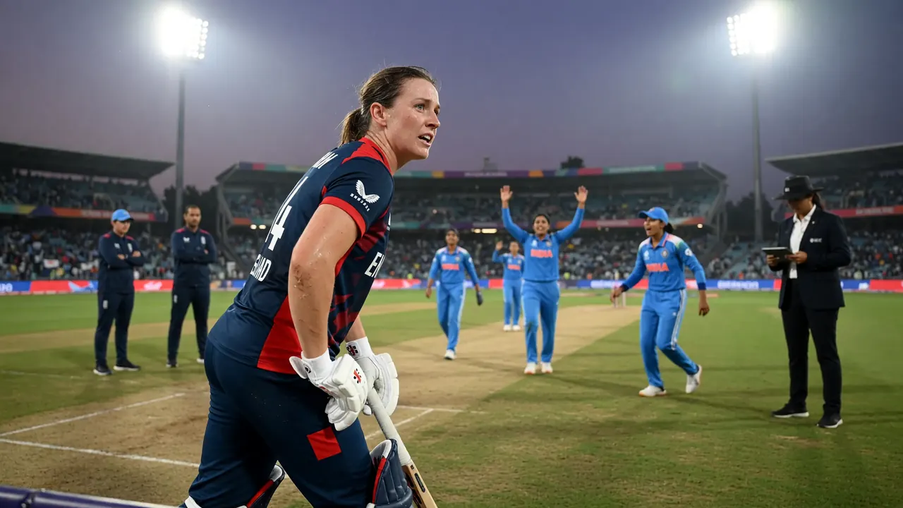 Close sideline action of a women's cricket fast bowler delivering in a packed stadium, used as the first editorial figure for the semi-final scheduling retrospective